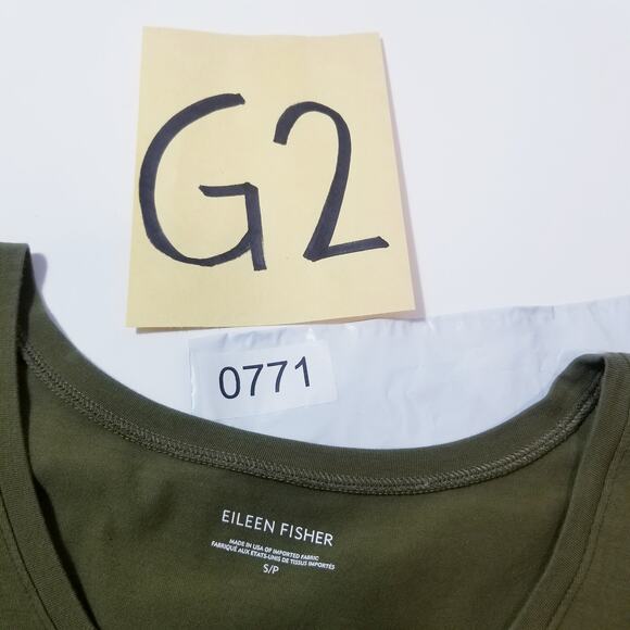 Eileen Fisher Organic Cotton Olive Green Shift Dress - Picture 10 of 10